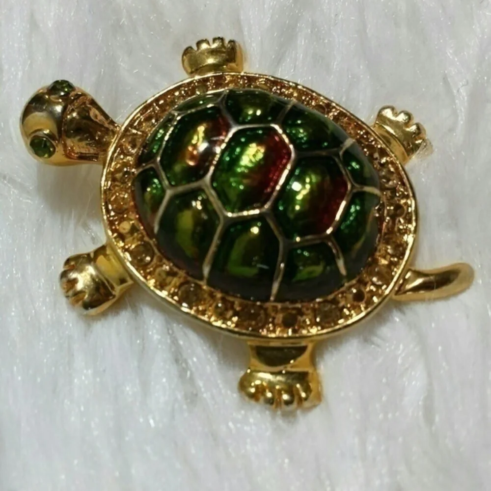 Vintage Turtle Gold Tone Brooch Pin